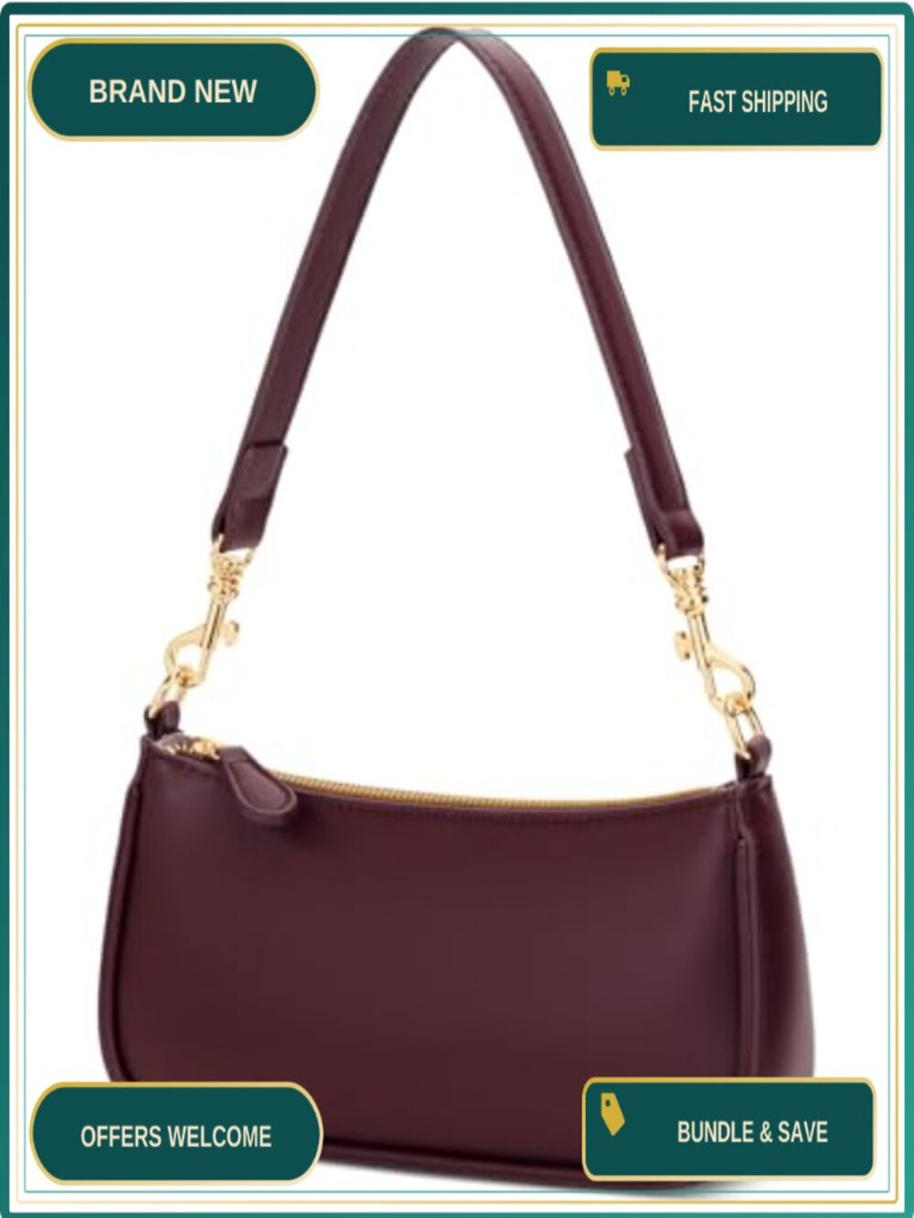 Mini PU Leather Shoulder Bag with Zip Closure and Card Slots